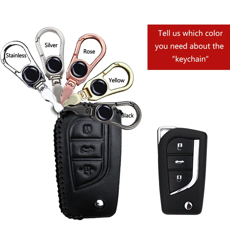 3 Button Black Новинка! Натуральная кожа автомобиля смарт-брелок для ключей чехол для Toyota Avensis Corolla Rav4 Prius Camry Vitz для Toyota Previa RAV ключ цепочка с ракушкой - Название цвета: 3 Button Black