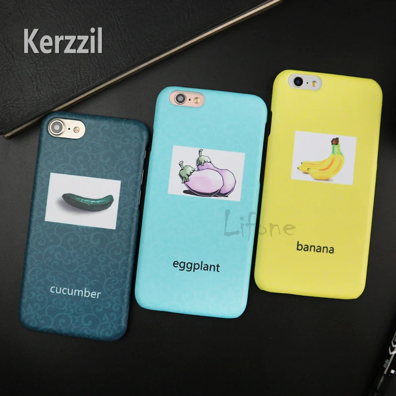 Kerzzil Фрукты Огурец баклажаны банан PC Матовая чехол для iPhone 6 S 7 Plus телефона Жесткий