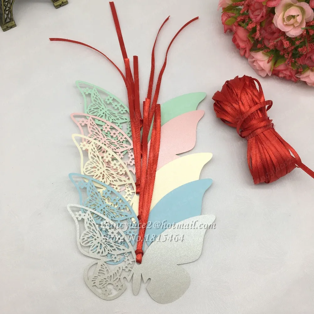 60 шт. бумажные карточки-бабочки с лентой | Дом и сад