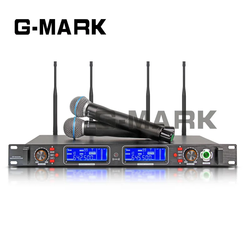 G MARK Профессиональный UHF беспроводной приемник с разнообразием микрофон 2 канала