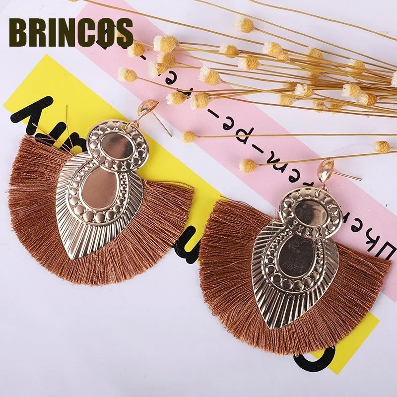 Женские серьги с кисточками boho винтажные индийские Золотые ручной работы в