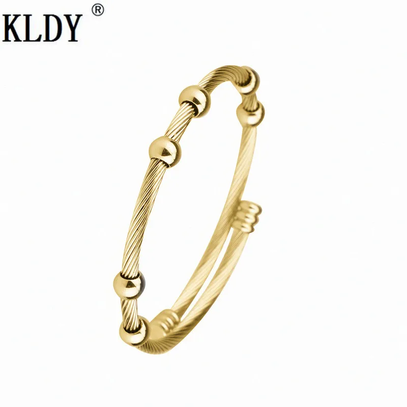 Gold color KLDY Браслет-манжета из нержавеющей стали золотого цвета для мужчин и женщин, регулируемые браслеты с узлом, современный минималистичный браслет, модные ювелирные изделия для пары - Окраска металла: Gold color