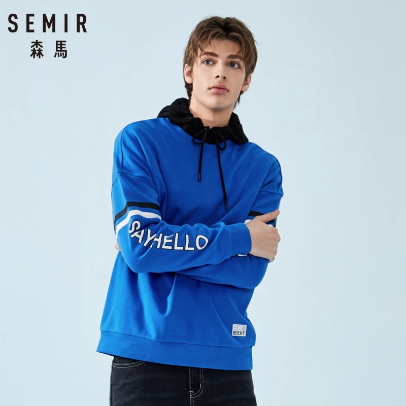 Мужская толстовка с открытыми плечами SEMIR мягкий хлопковый пуловер принтом