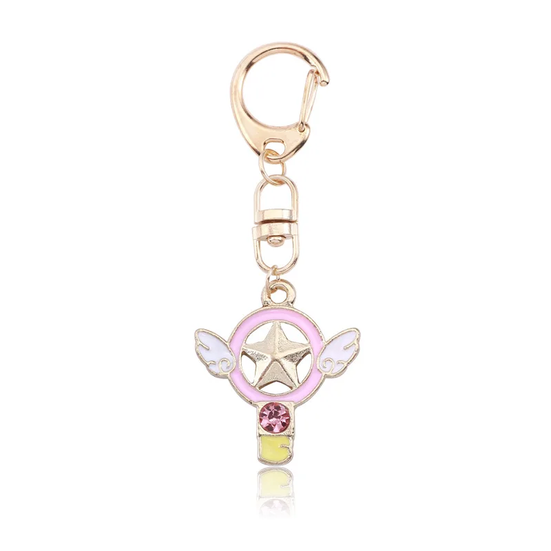 Magic Sakura Мода Аниме Магия Сакура Мультфильм брелок личности студента планета луна кулон-сердце брелок сумка кулон подарок ювелирные изделия - Цвет: Magic Sakura