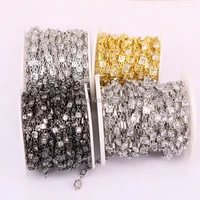 1 meter zyz177 8966 clear white zircon faceted square beads chains rosary chain cz wire wrapped plated chain jewelry