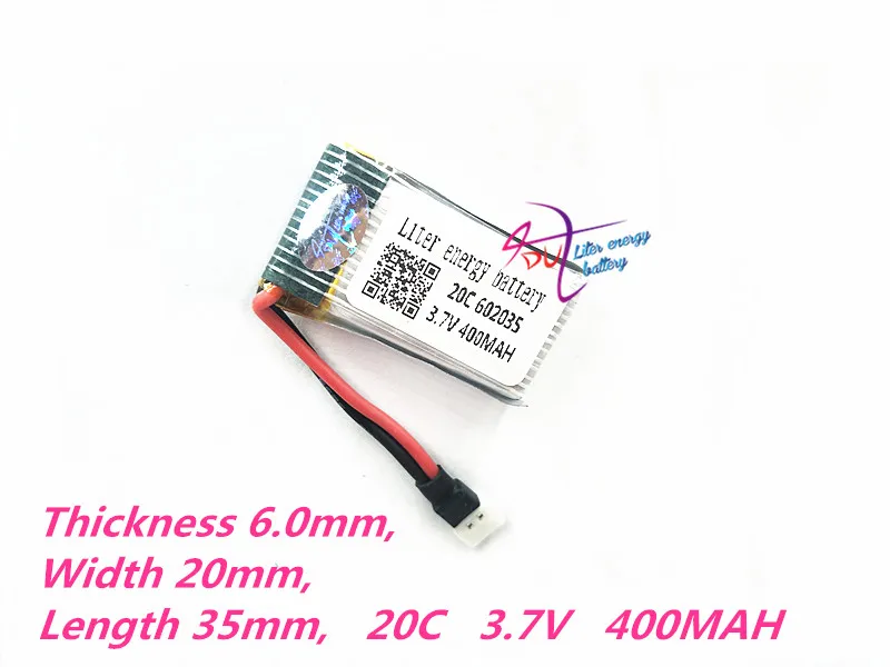 MX2.0 2P 602035 3 7 V 400mAh литий полимерная батарея для Hubson X4 H107 MJXRC F47 DiFeida DFD F180 F48|battery for|battery