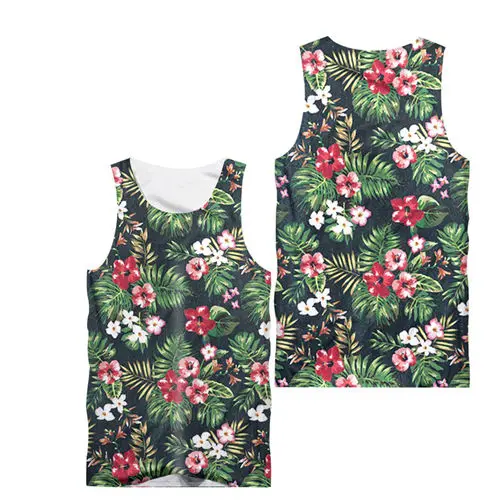 Floral tank tops 01 Летние топы на бретельках для мужчин новинка 3d тропические растения цветочный принт Человек спортивный жилет без рукавов пляжные повседневные тренажерные залы стринги на заказ топы - Цвет: Floral tank tops 01
