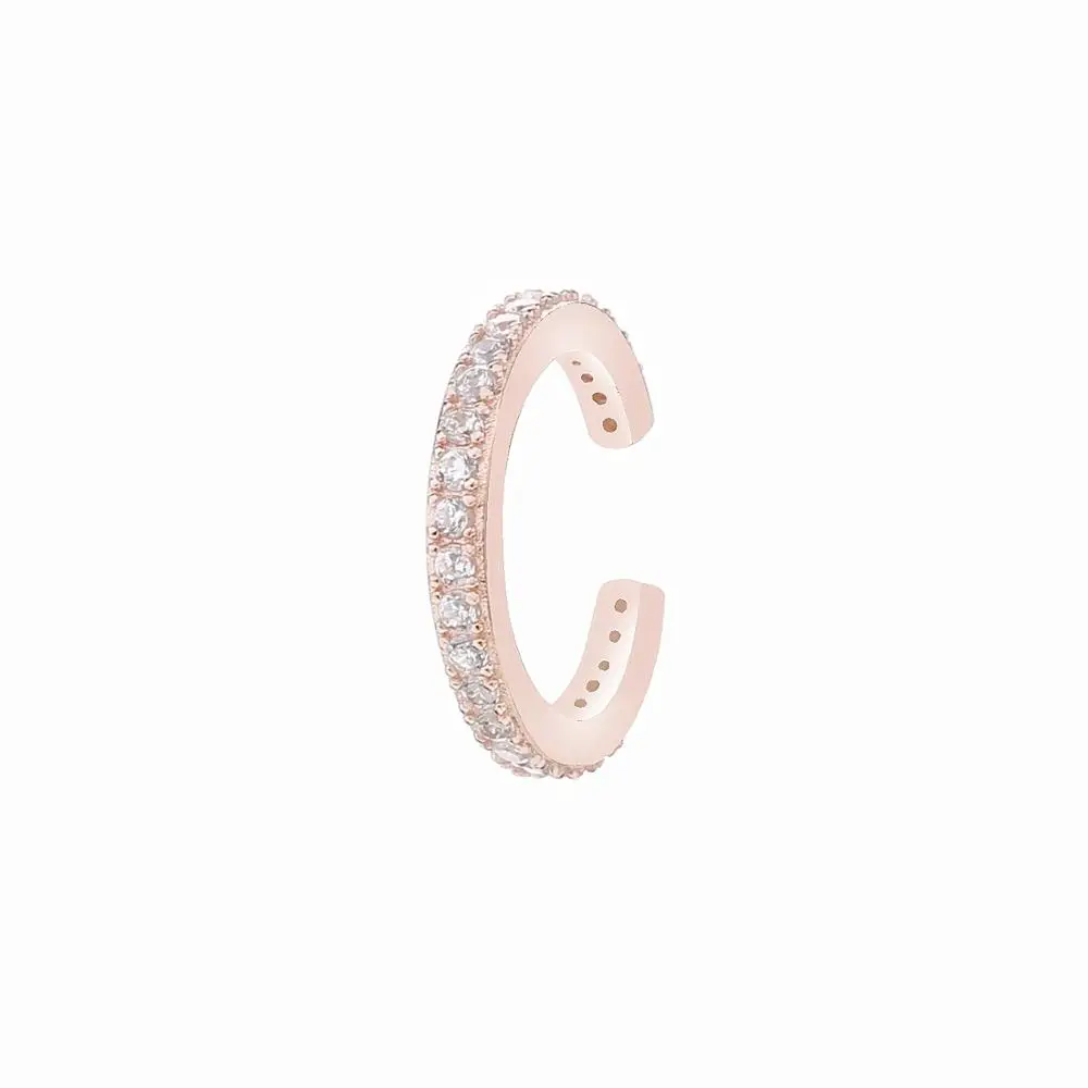 pink with clear CZ Moonmory, 925 пробы, серебро, 12 стилей, одинарные каффы для ушей, перекрещивающиеся и радужные сверкающие каффы для ушей с фианитами, серьги-клипсы - Окраска металла: pink with clear CZ