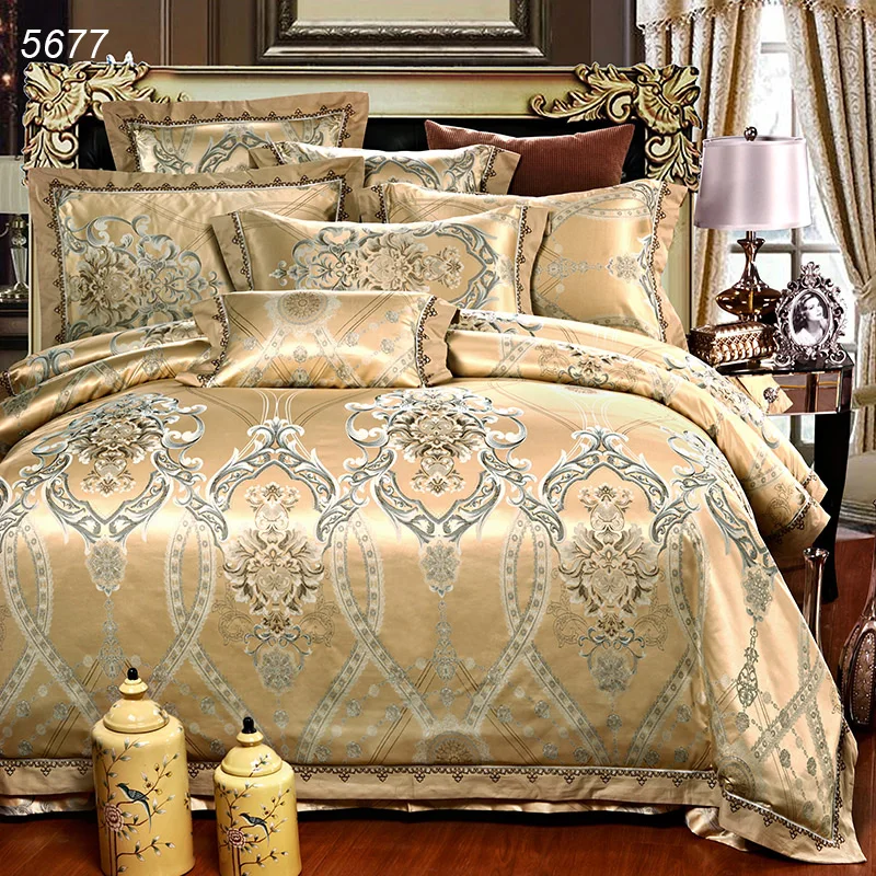 Golden camel silk bedding set 4pcs wedding bed cover 60s yarn bedding-set queen comforter hot sale 5677 | Дом и сад