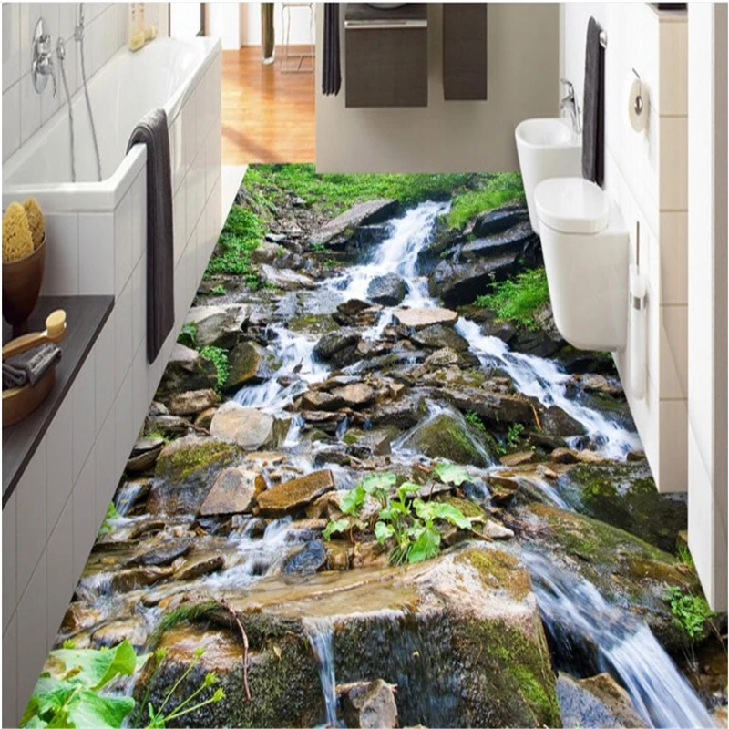 

beibehang custom paste 3D outdoor mountain streams pebble landscape tiles three-dimensional painting bathroom kitchen stickers