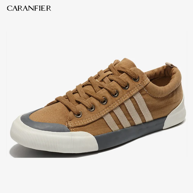 

Мужские парусиновые туфли CARANFIER, повседневные однотонные дышащие удобные уличные туфли с круглым носком, на шнуровке, весна-лето