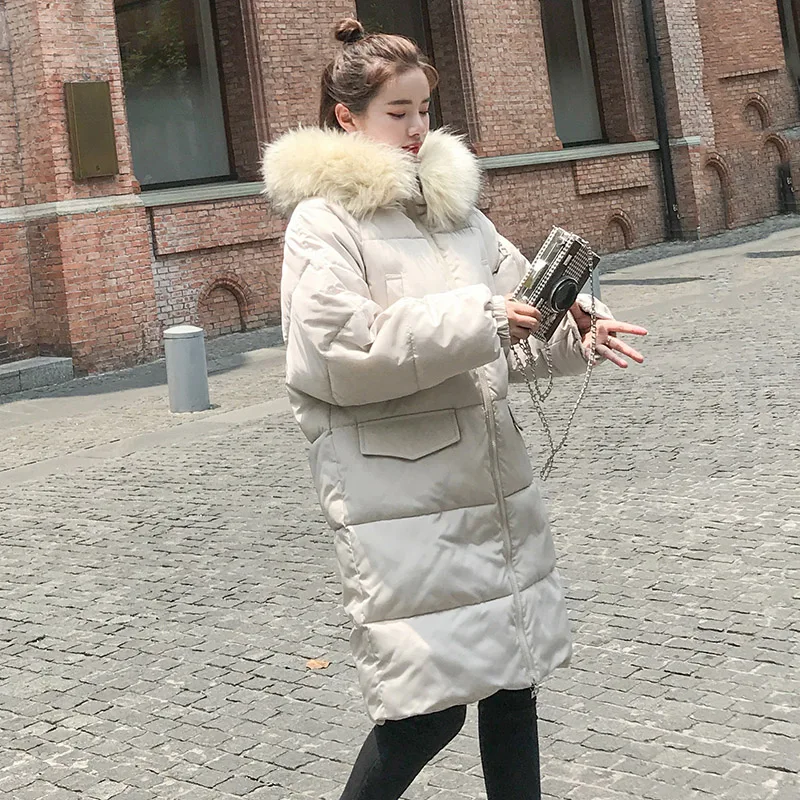 Зимнее пальто женская парка Длинная куртка Женская Корейская пуховая теплая