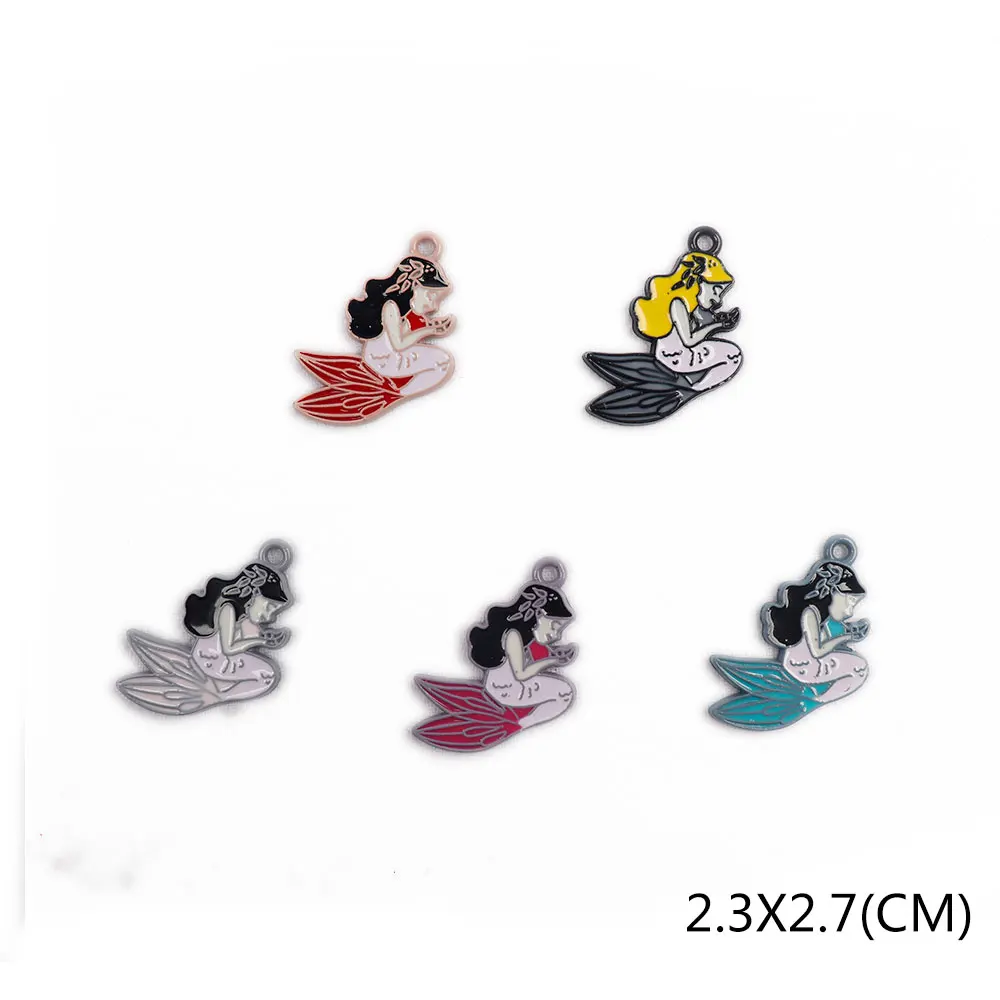 

5Pcs/Set Mixed Color Alloy Fittings Enamel Unicorn Mermaid Accessories Phone Case Hair Accessories Decor DIY Jewelry Accessories
