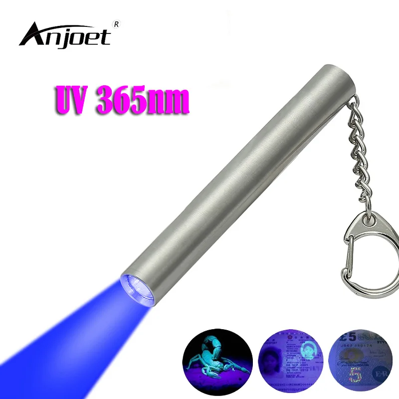 

ANJOET UV Flashlight LED 365nm torch Lamp Purple Violet Ultraviolet ray Light Used for identification jade banknote