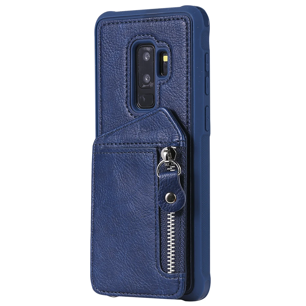 Кожаный флип-чехол на молнии для samsung Galaxy S10 Plus S10+ s 10 s10e S9 S8 Plus, чехол-бумажник для карт, чехол для samsung S10plus Note 9 - Цвет: Blue