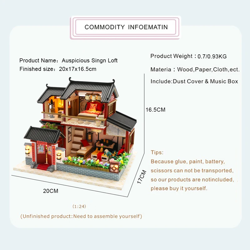 

Cutebee Doll House Furniture Miniature Dollhouse DIY Miniature House Room Box Theatre Toys for Children DIY Dollhouse M905