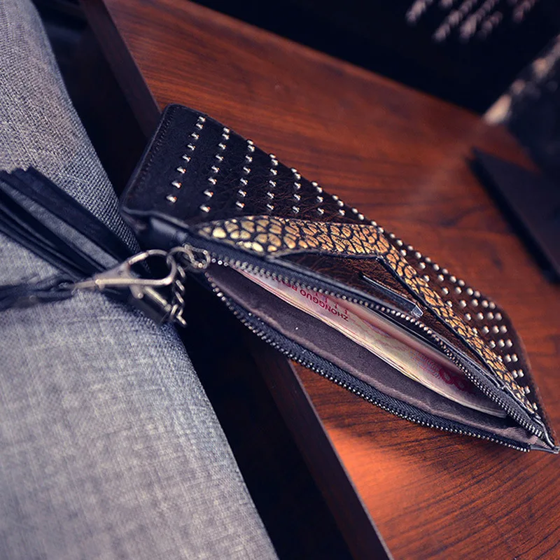 Женский Длинный кошелек на молнии с кисточками большой для телефона Дамский