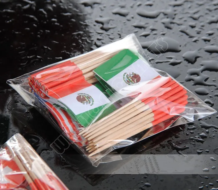300pcs מיני מקסיקו דגל נייר מזון מרים ארוחת ערב עוגת קיסמים Cupcake קישוט פירות קוקטייל מקלות למסיבות