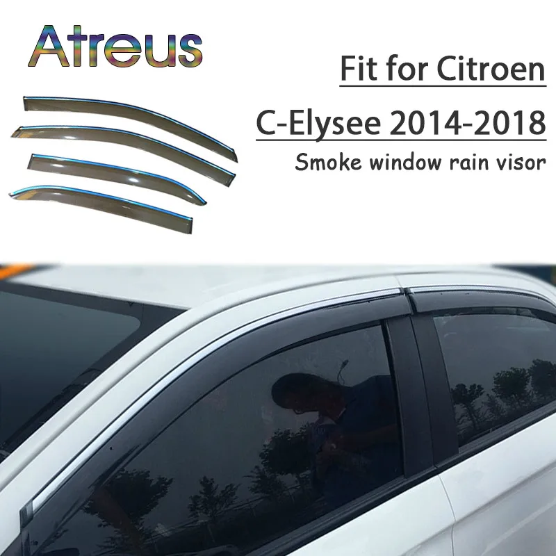 

Дефлекторы из АБС-пластика Atreus для Citroen C-Elysee 2018, 2017, 2016, 2015, 2014, 1 комплект
