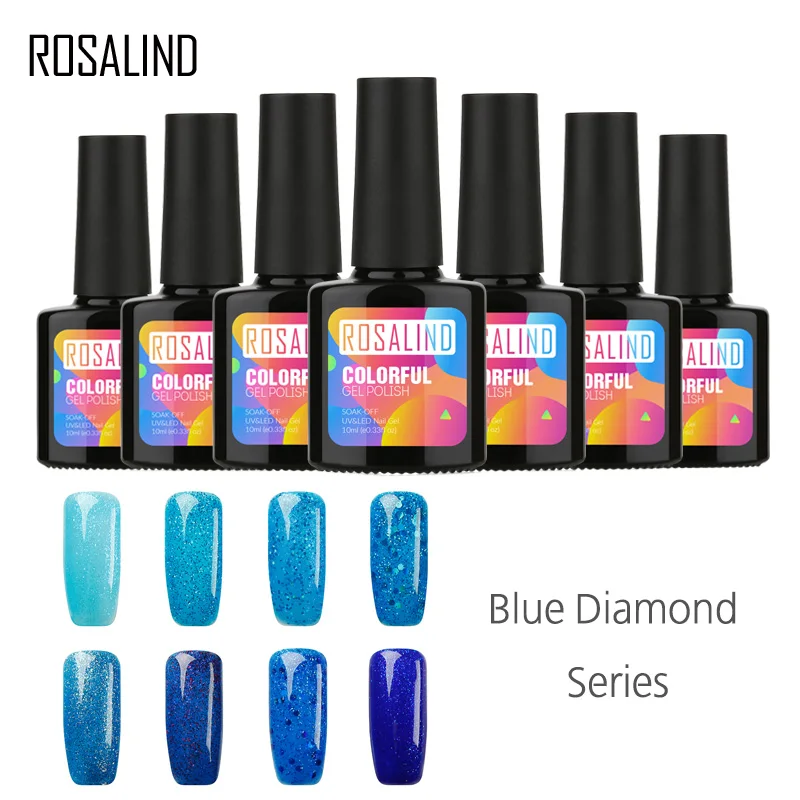 ROSALIND гель 1S 10 мл флакон черный цвет высокое качество серия Blue Diamond длительное