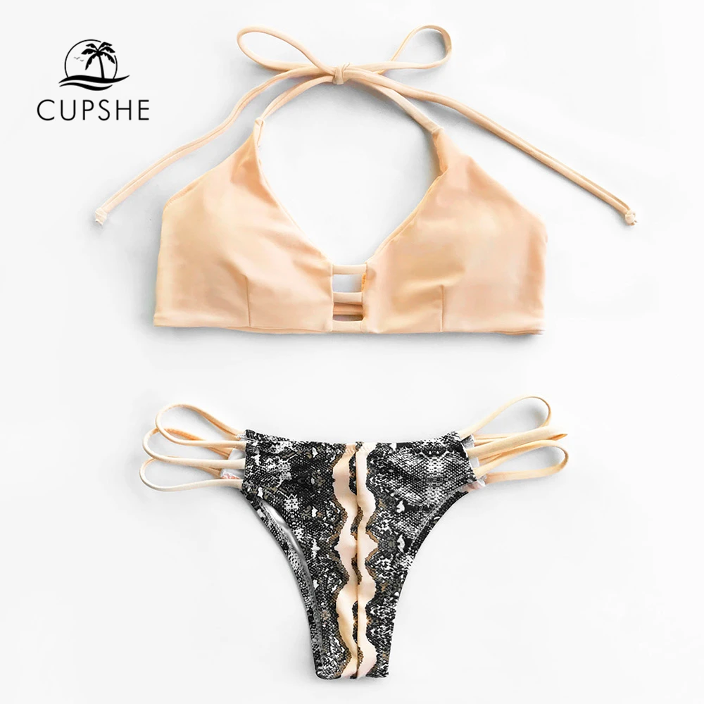 CUPSHE розовый подробно все это стринги бикини Для женщин летние пикантные Холтер