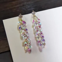 fashion elegant multiple rhinestone long dangle women stud earrings party jewelry gift