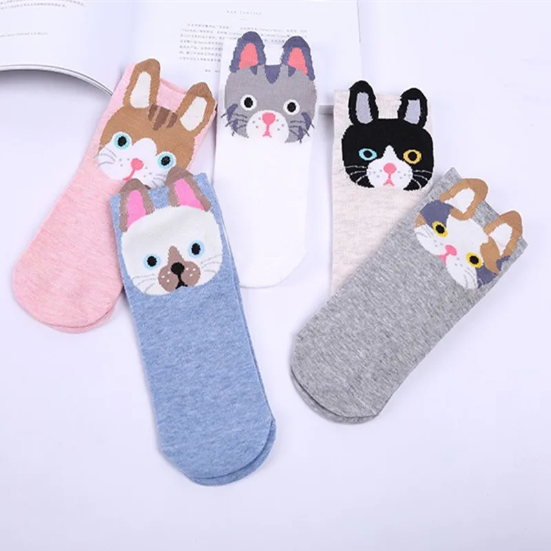 2019 милые женские хлопковые носки с животными Kawaii Носки рисунком собаки корейские