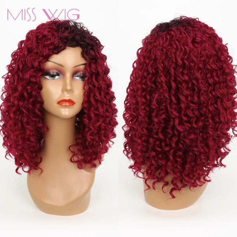 Miss wig 14Inchs красные курчавые кучерявые парики для черных женщин 250 г синтетические