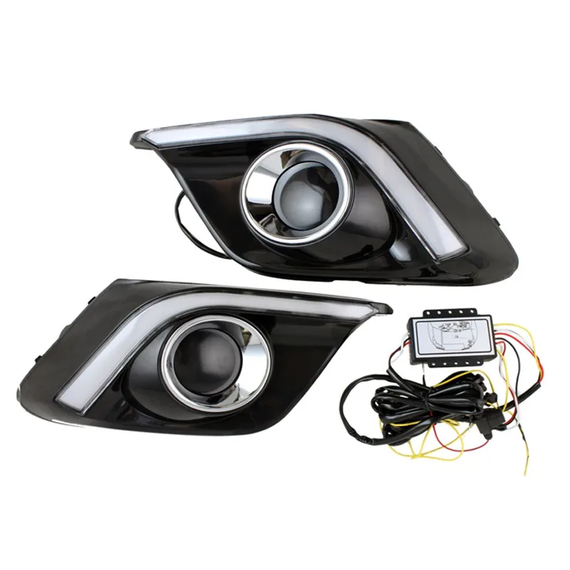 1 пара DRL для Mazda 3 Axela 2014 2015 2016 дневные ходовые огни Противотуманные фары крышка 12 в