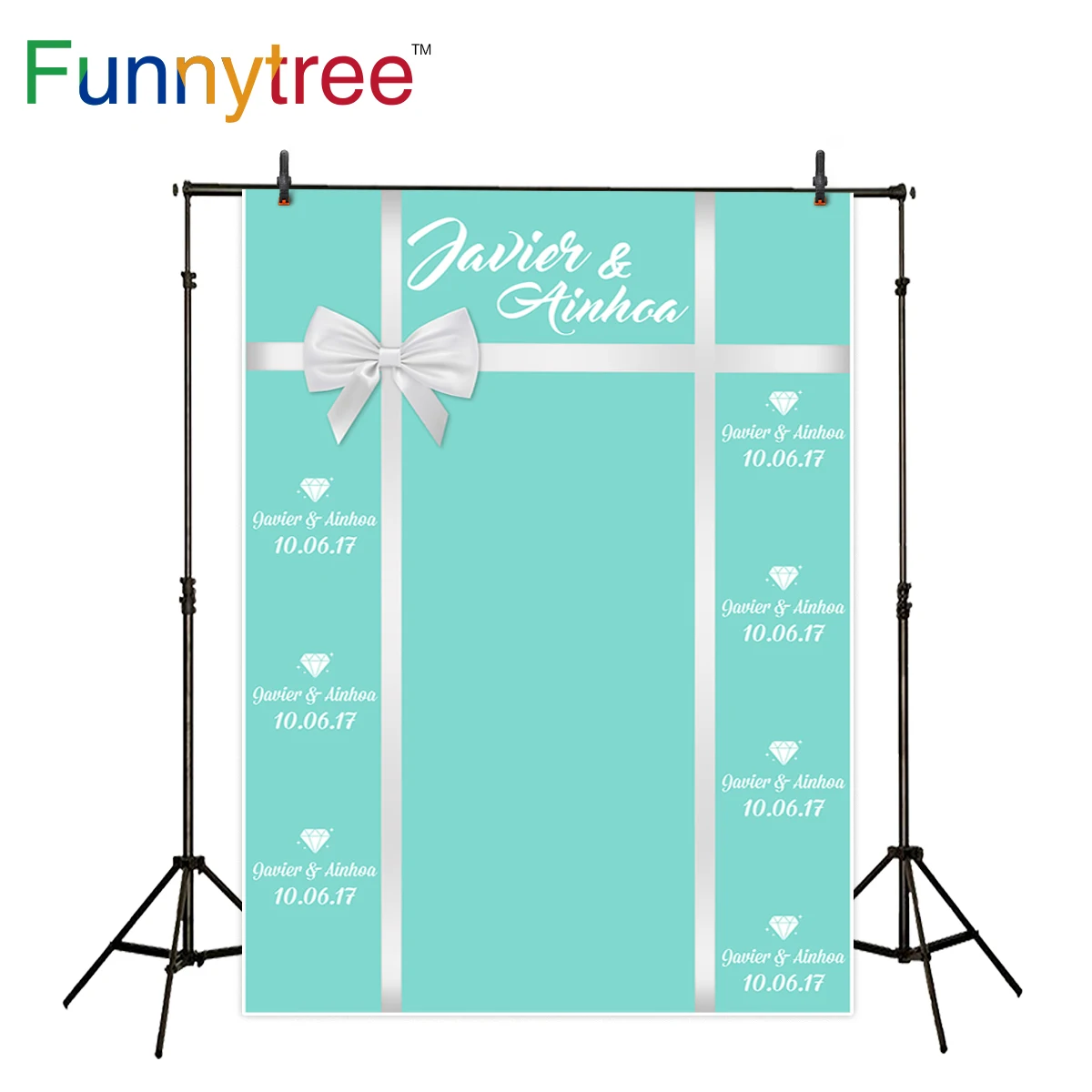 

Funnytree photography backdrop luxury diamond bow wedding birthday custom background photocall photo studio printed