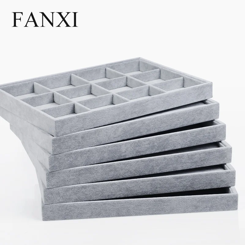 

Поднос для ювелирных изделий FANXI, серебристо-серый органайзер для колец, браслетов, сережек, поднос для ожерелья, подставка для ювелирных из...