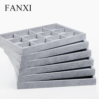 fanxi jewelry display tray silver grey velvet ring bracelet earring organizer tray necklace display case jewelry holder