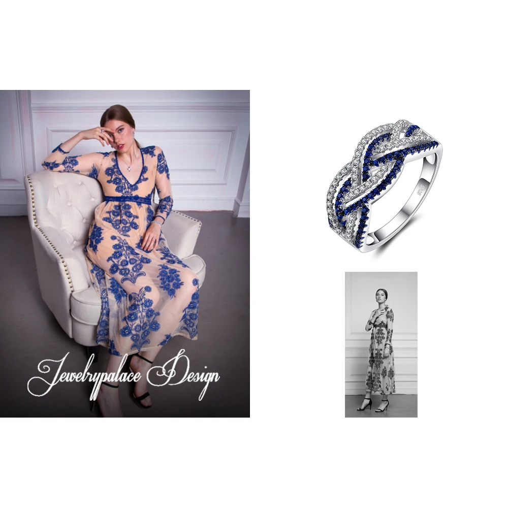 Jewelrypalace переплелись линии два оттенка 0.2ct создан синий шпинель кубического