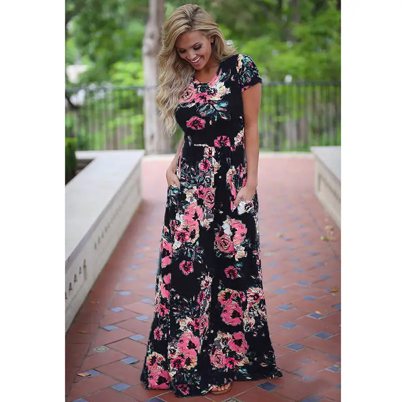 Женское длинное платье-макси больших размеров 2017 Весна-лето русские Платья с