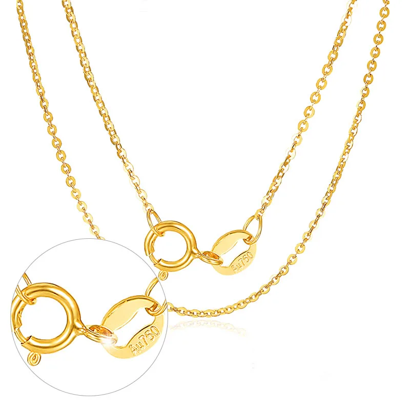 

New AU750 Yellow Gold thin O Link Necklace Chain 0.8mm Necklace Chain