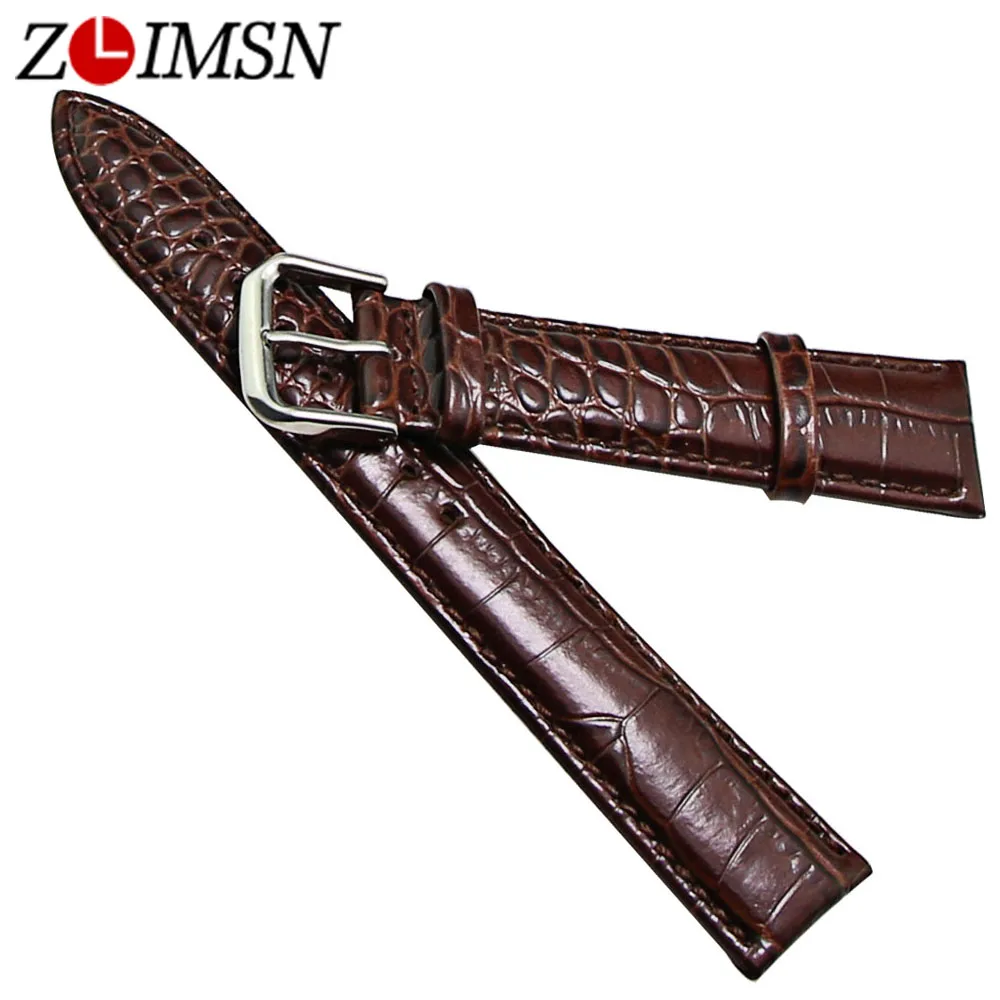 

ZLIMSN 20mm Watchbands Black Brown Genuine Leather Watch Strap for Men Women Bracelets Silver Metal Buckle Relogio Masculino B41