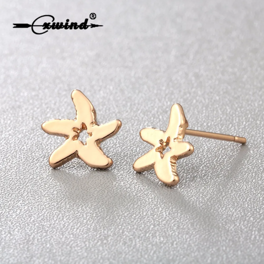 

New Double Starfish Stud Earrings Simple for Women Girls Christmas Gift Statement Lovely Star Stud Earring Jewelry