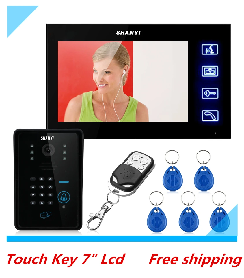 7 &quot жк-видео домофонные дверной звонок белл домофон сенсорная клавиша система