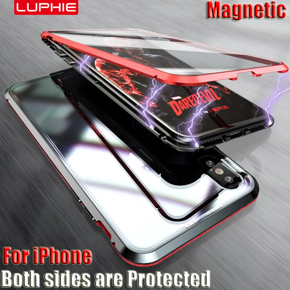 Роскошные двухсторонние стеклянные Чехлы LUPHIE для телефонов iPhone X Xs Max XR 7 8 Plus