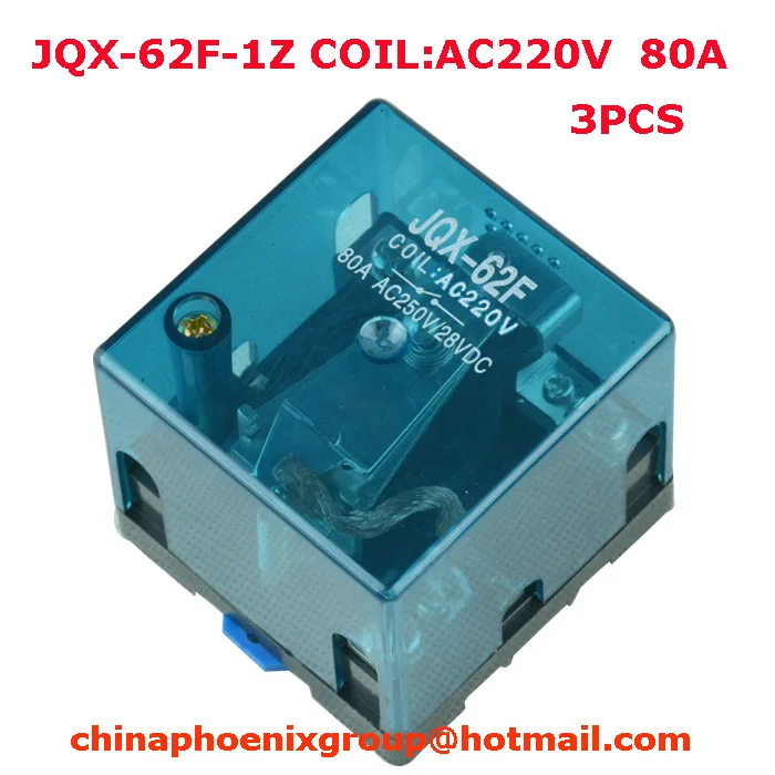 Высокая Мощность Реле JQX-62F 1Z 80A/120A напряжение Катушки DC12V/DC24V/AC220V для выбора 3 шт.