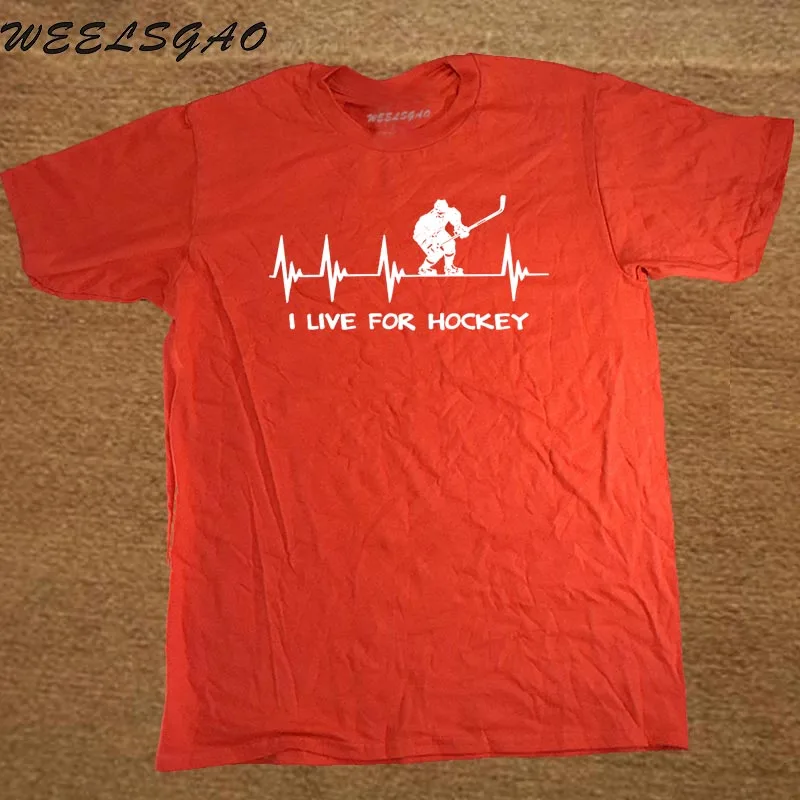Новая повседневная рубашка с коротким рукавом, топ Hockeyer Gift I Live for Hockeyer, биение сердца, футболка с вырезом лодочкой для мужчин - Цвет: red