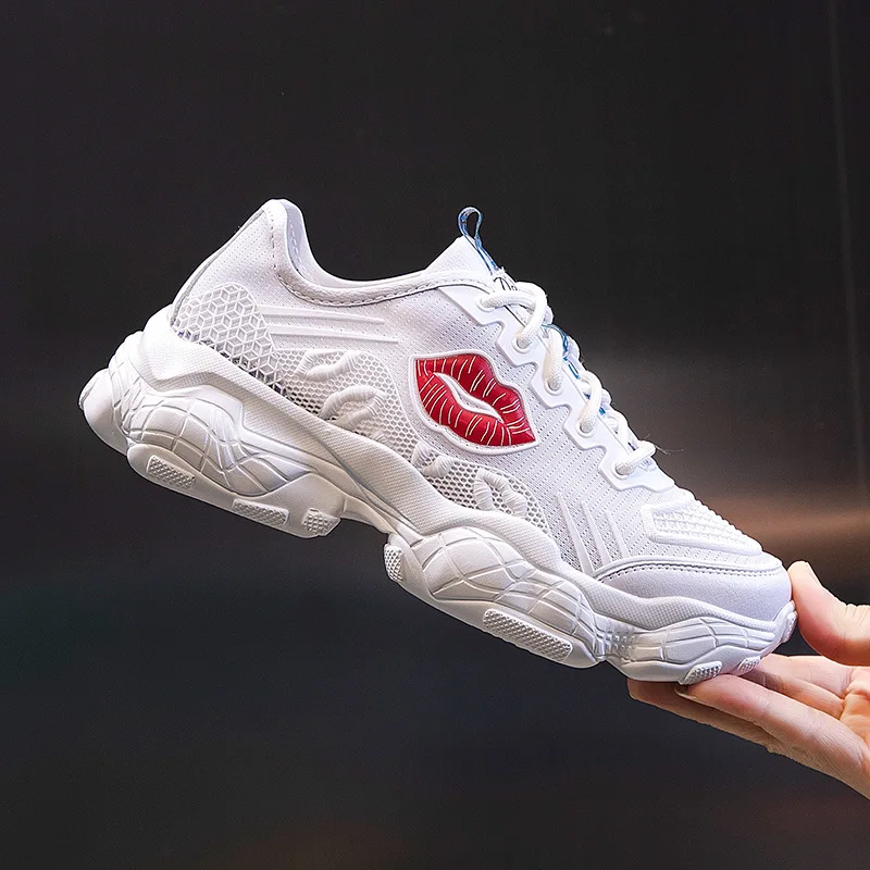 Женские дышащие кроссовки на толстой подошве Белые Повседневные туфли 2019 | Обувь