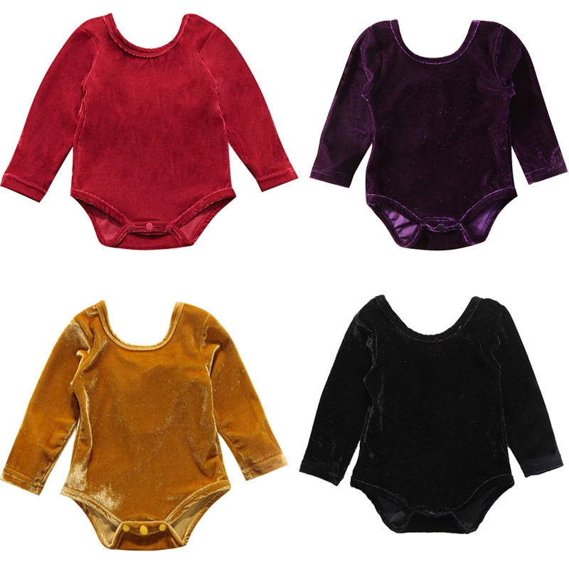 0-24M Lovely Newborn Baby Girl Bodysuit Long Sleeve Back Bow Velvet Outfits Body Suit Jumpsuit Playsuit Outfit Clothes | Детская одежда