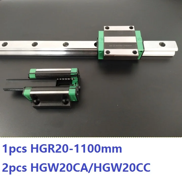 1 шт. линейная направляющая HGR20 1100 мм + 2 HGW20CA/HGW20CC линейные блоки каретки для ЧПУ