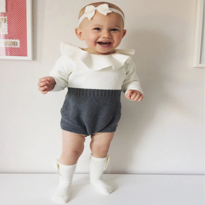 Новые младенческой детские комбинезоны Обувь для девочек с длинным рукавом