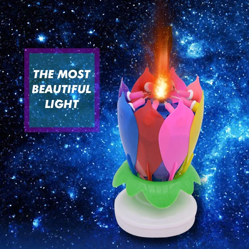 1 шт. Волшебная музыкальная свеча лотоса популярная ротационная Лотос свет для