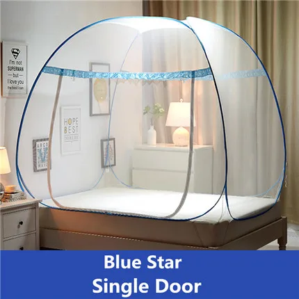 Blue Star SingleDoor Новые брендовые складные москитные сетки на продажу, Высококачественная двойная кровать москитная сетка с кружевом, большой размер монгольская юрта москитная сетка - Цвет: Blue Star SingleDoor