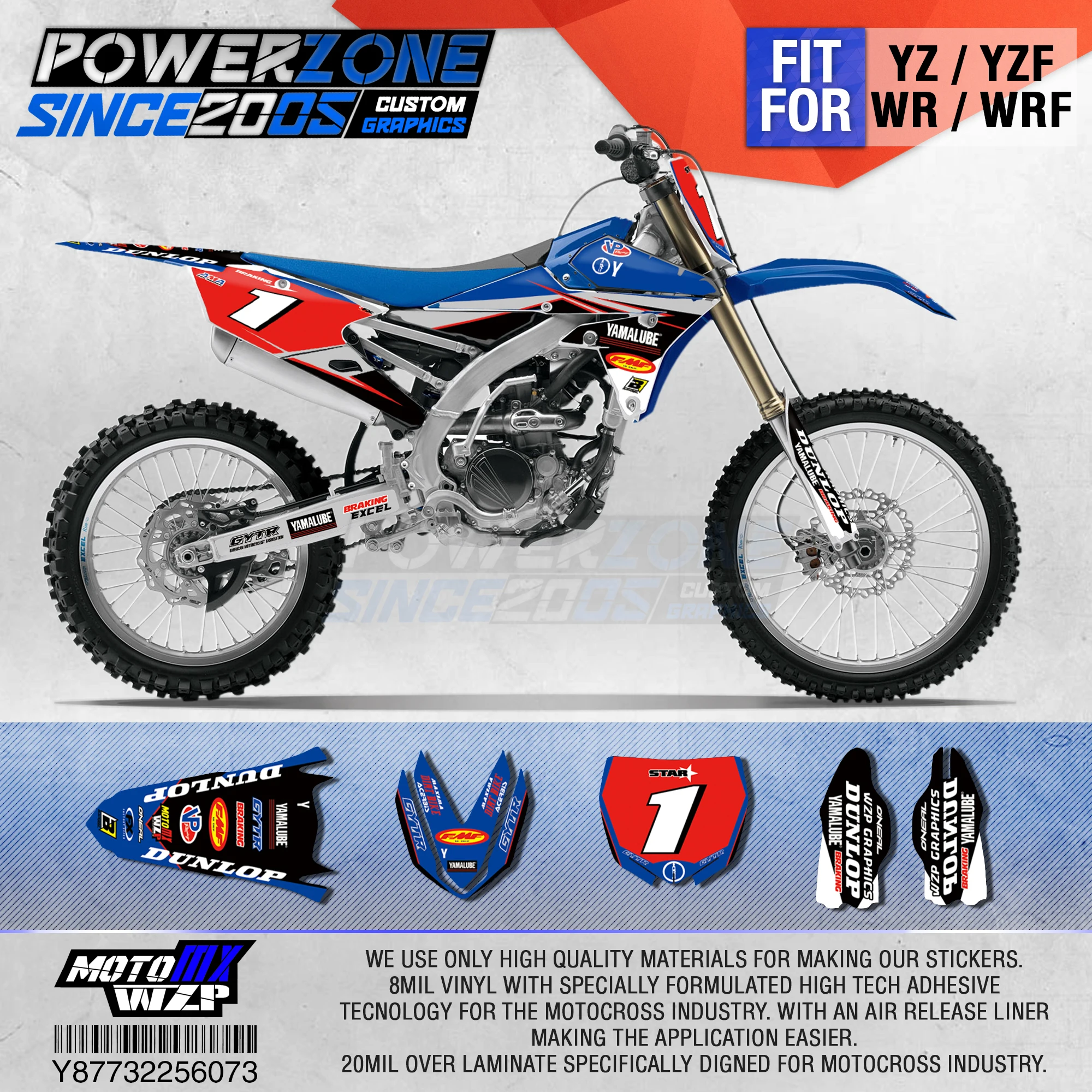 

PowerZone Customized Team Graphics Backgrounds Decals 3M Custom Stickers For YAMAHA YZF250FX 14-18 YFZ 19 YZF450 14-17 18-19 073