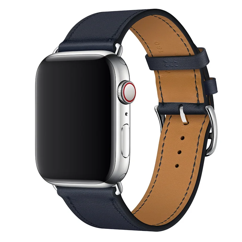 Bleu Indigo B Одиночный тур Браслет для Apple watch 5 Группа 44 мм 40 мм iWatch Группа 42 мм 38 мм ремешок из натуральной кожи для Apple watch 4 3 2 1 44 40 - Цвет ремешка: Bleu Indigo B
