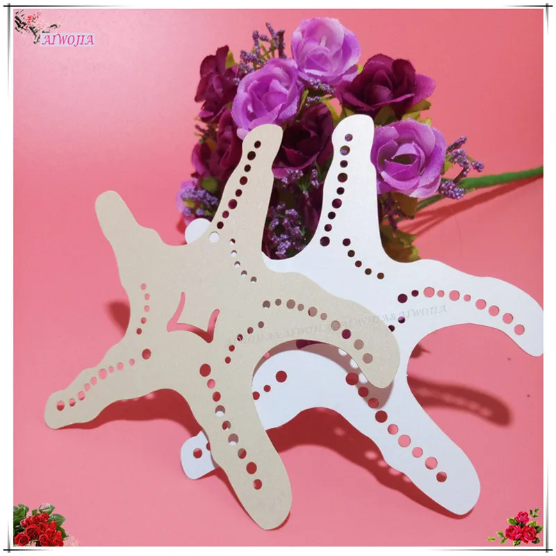 100 шт. стакан в форме морской звезды с лазерной резкой бокал для вина карточка